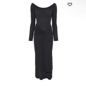 Aya Muse knitted maxi dress gray Long Sleeve knit sash tie $890 sz L